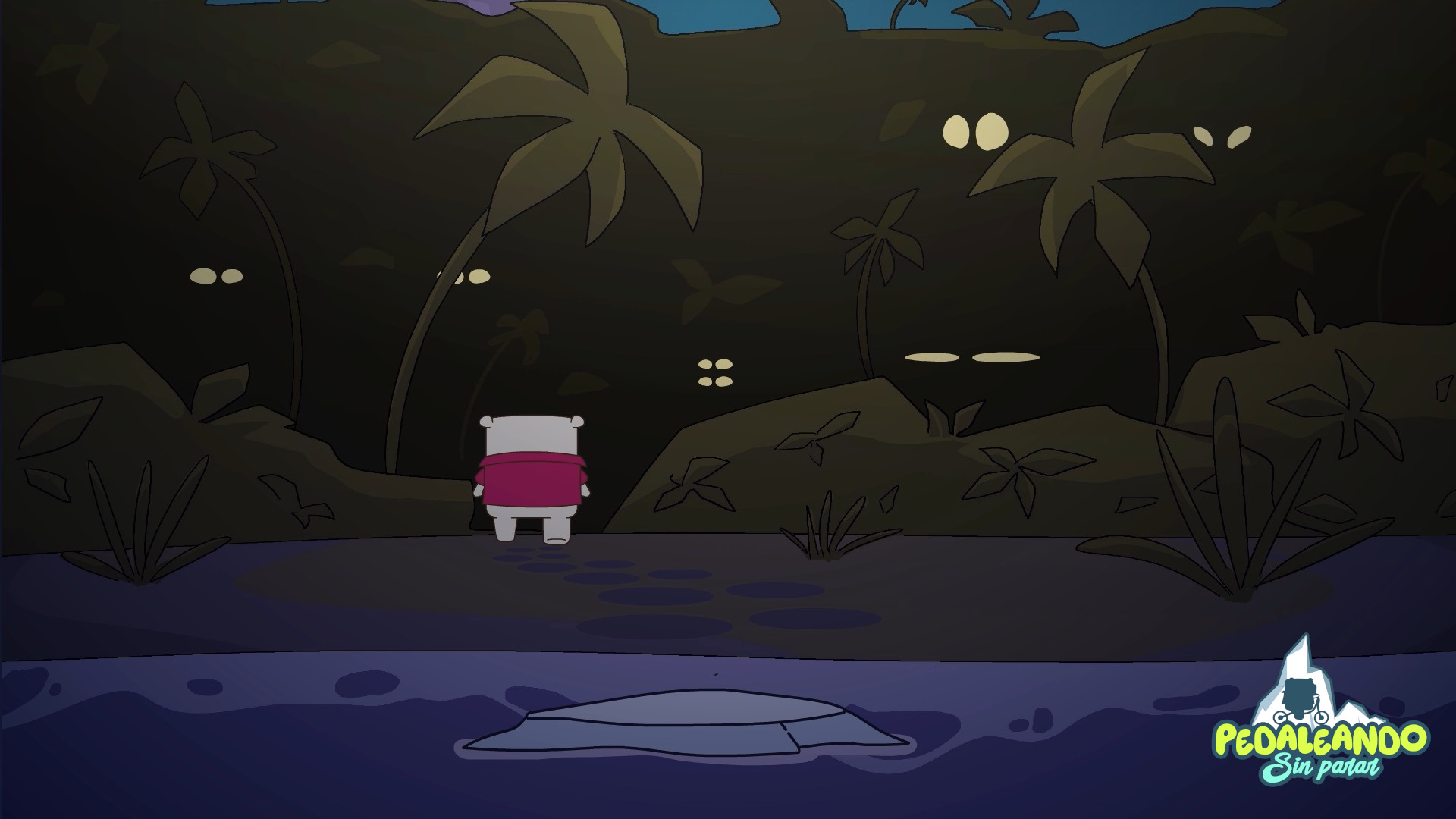 La misma isla durante la noche